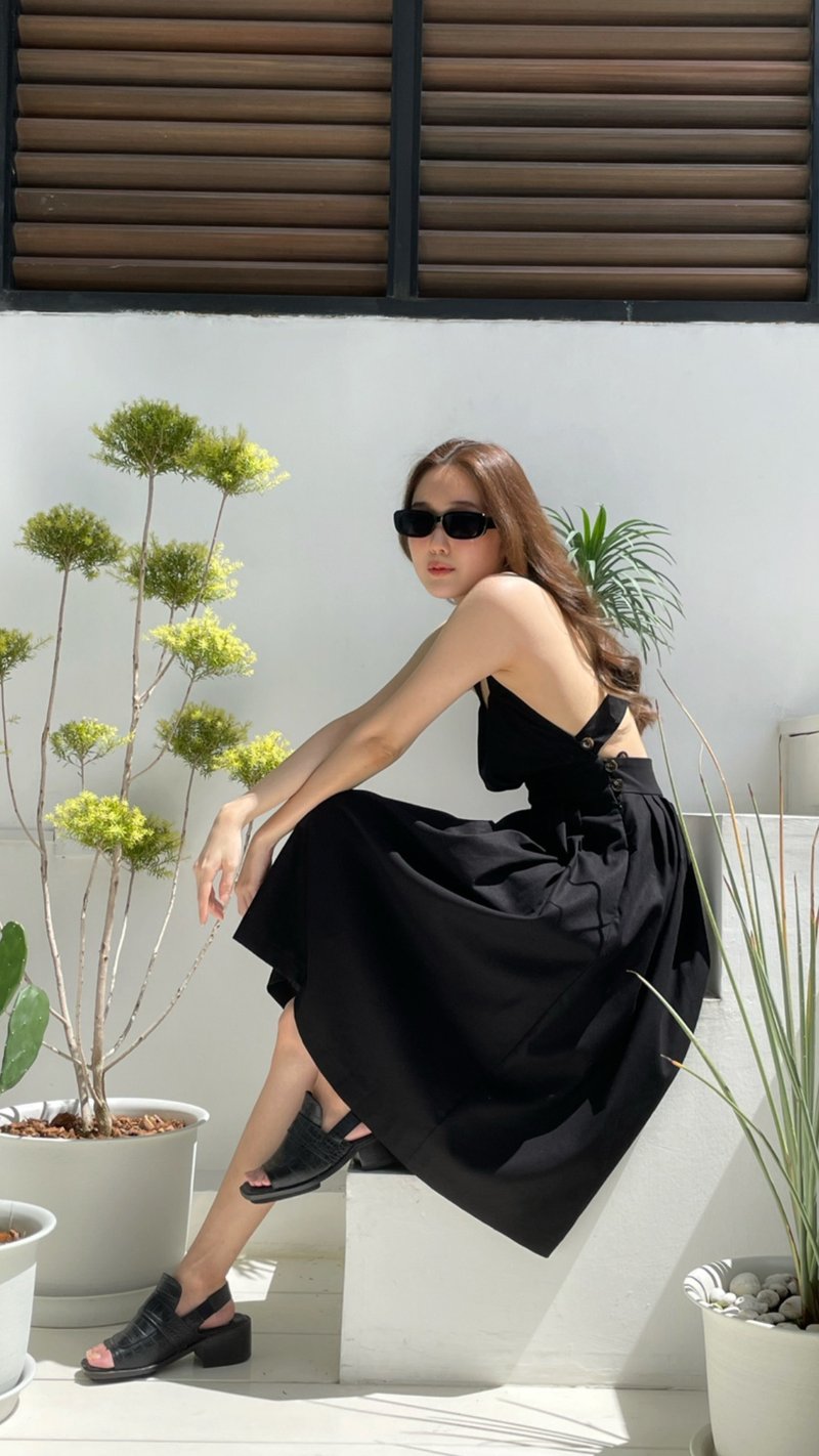 Sundress - Black / Linen dresses - 亞麻連衣裙 - 洋裝/連身裙 - 亞麻 黑色