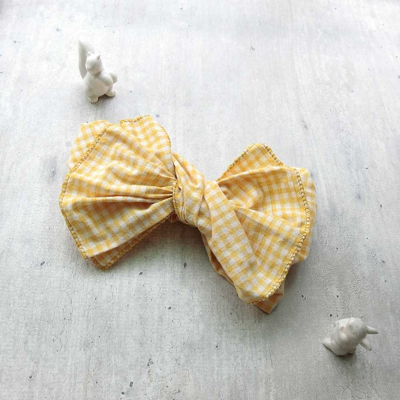 [Shell Art] Giant Butterfly Hair Band (Goose Yellow Plaid) - The whole strip can be taken apart! - Headbands - Cotton & Hemp Yellow
