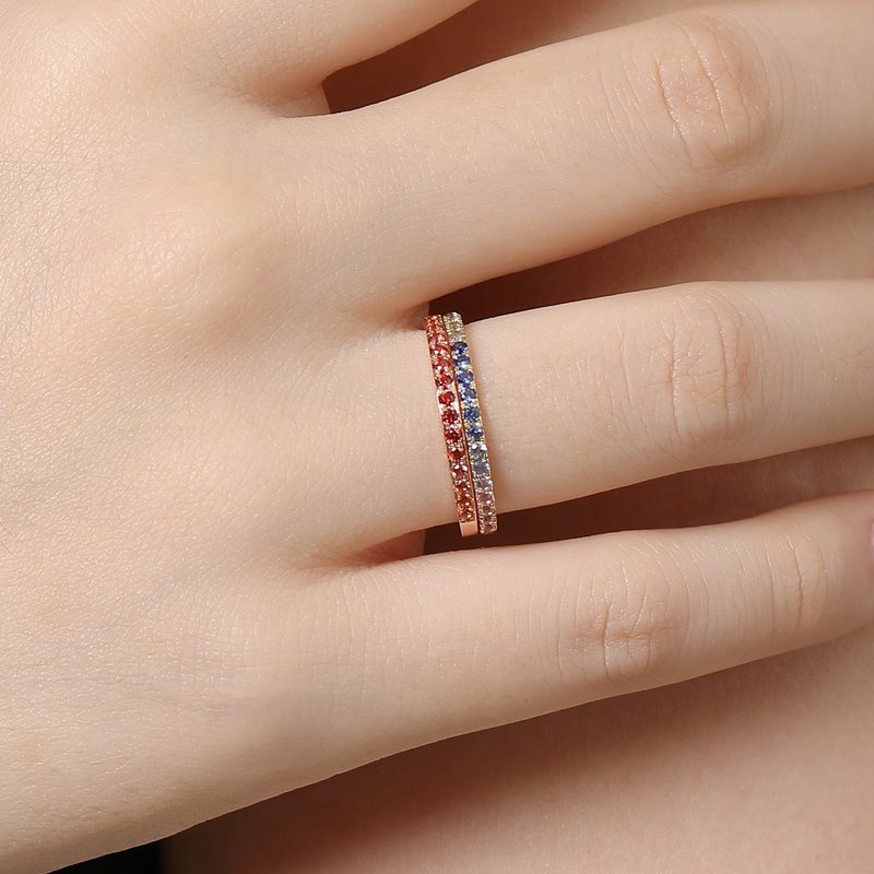 0.15ct sunrise red padparadscha sapphire 18k rose gold ring - แหวนทั่วไป - เครื่องเพชรพลอย สีแดง