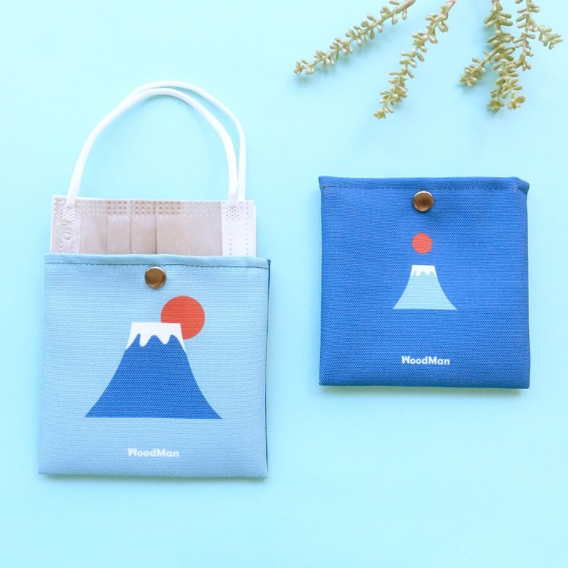 Shaved Ice Mount Fuji, small items storage bag - กระเป๋าเครื่องสำอาง - ผ้าฝ้าย/ผ้าลินิน สีแดง