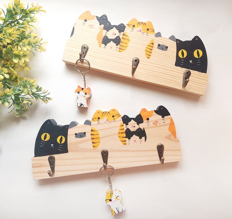 Cat Helps You-Key Hook/Gift Exchange - Hangers & Hooks - Wood Multicolor