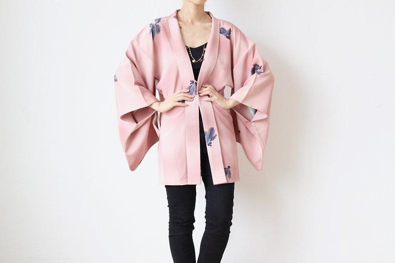 elegant floral kimono, haori /4278 - 外套/大衣 - 絲．絹 粉紅色