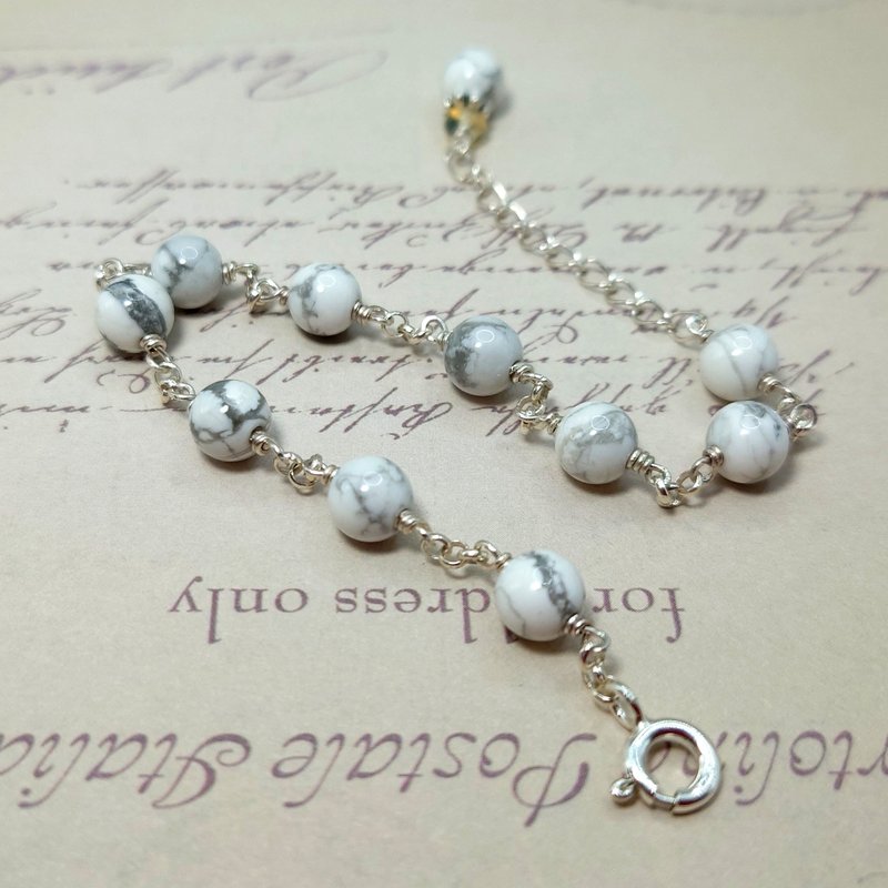 Bracelet, Howlite, Sterling Silver, Handmade Jewelry - สร้อยข้อมือ - เครื่องเพชรพลอย 