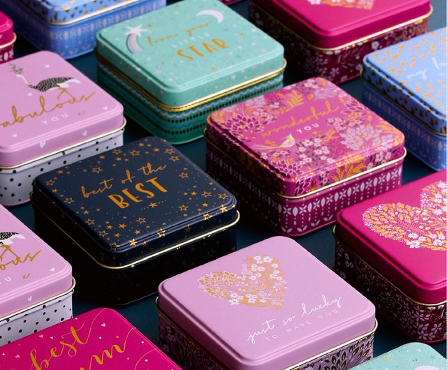 きらめくポケットスクエア缶キャンディボックス - 2種入り【英国