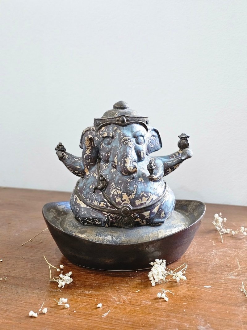 Lord Ganesha, Ganesh made of ceramic, 6 hands, holding money and gold. - Pottery & Ceramics - Pottery 