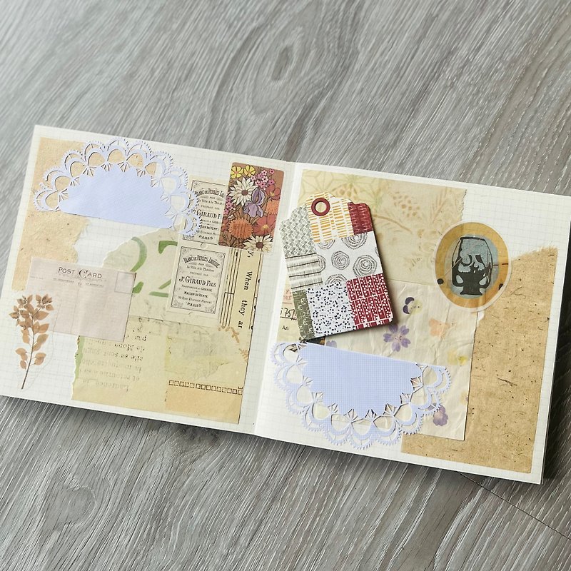 Original - Handmade Healing Collage Pocket Book Free Pocket Sticker - สมุดบันทึก/สมุดปฏิทิน - กระดาษ 