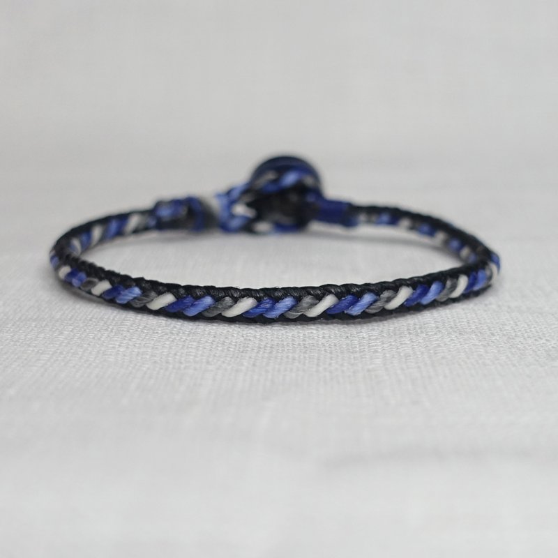 星際│斜線款 手環 腳環│防水 蠟線 衝浪繩 幸運繩 - 手鍊/手環 - 防水材質 藍色