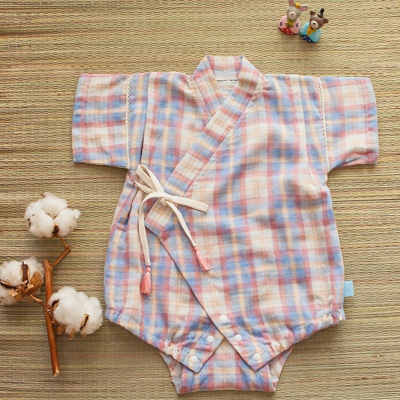 my little star hand-made Dorothy's rainbow organic cotton double gauze Jinhei kimono wrapper - Other - Cotton & Hemp Pink