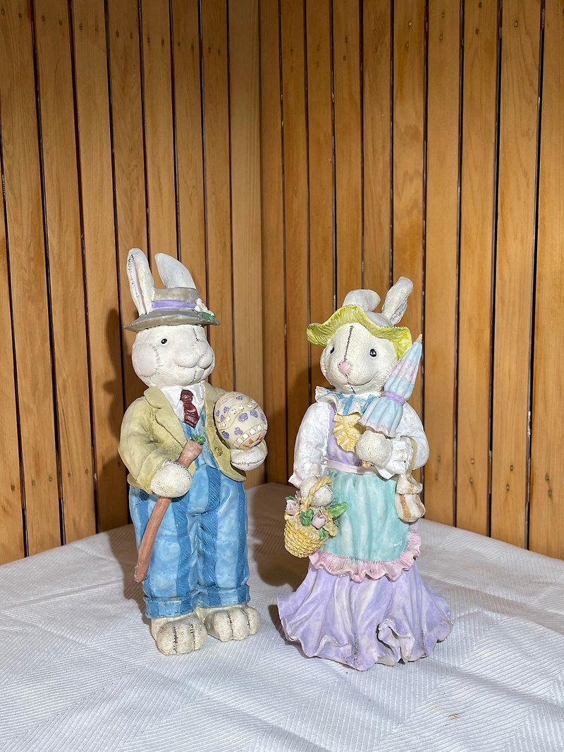 ヨーロッパのカントリースタイルのウサギのウサギの二重ウサギの装飾品手工芸品収集品手工芸品の装飾品と家具 - 置物 - その他の素材 ホワイト