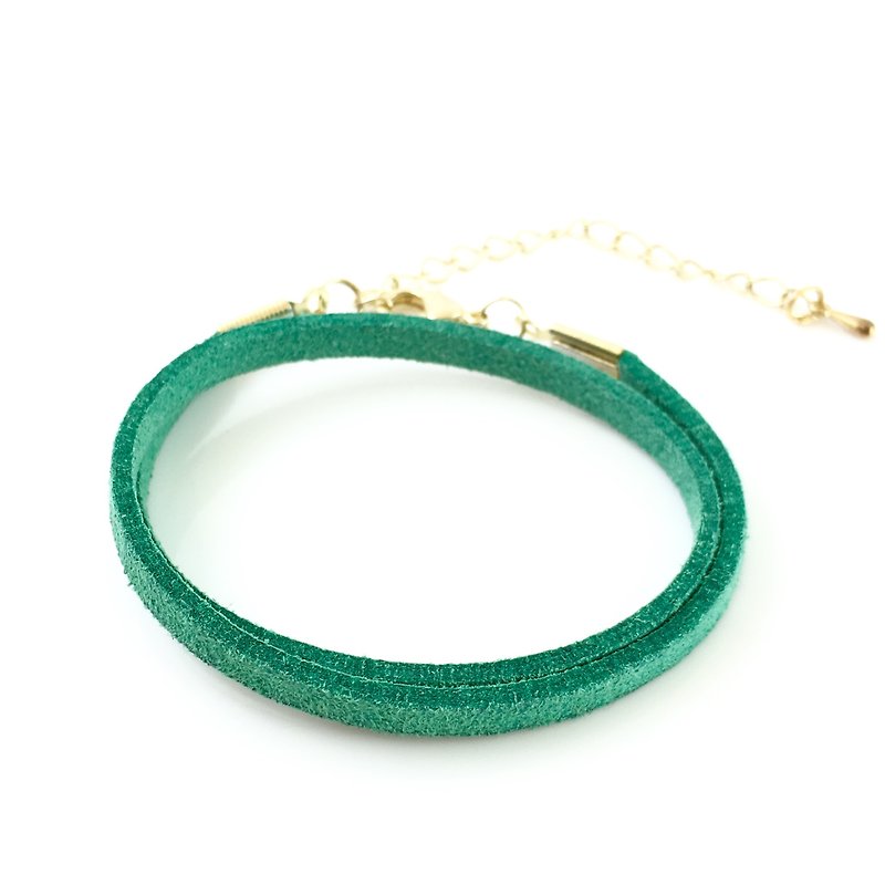 綠色-麂皮繞繩手環（也可以用作頸鍊） - 手鍊/手環 - 棉．麻 綠色