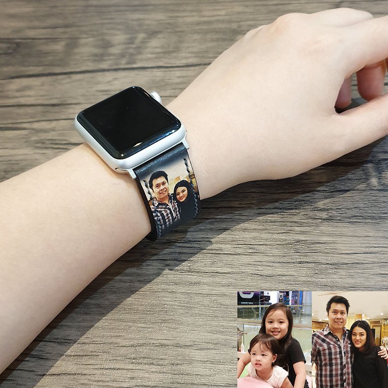 วงครอบครัวที่กำหนดเองสำหรับ Apple Watch - สายนาฬิกา - หนังแท้ 