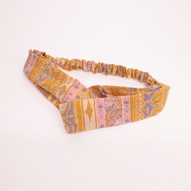 JOJA│ no time to play Wen Qing take the name: Japanese handmade fabric elastic hair bands - เครื่องประดับผม - ผ้าฝ้าย/ผ้าลินิน สีส้ม