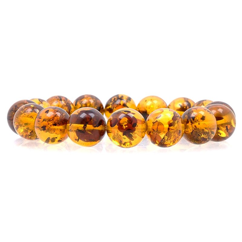 【正佳珠寶】花珀 頂級金花珀 11.7-12.2mm 金花珀手珠 - 手鍊/手環 - 半寶石 金色
