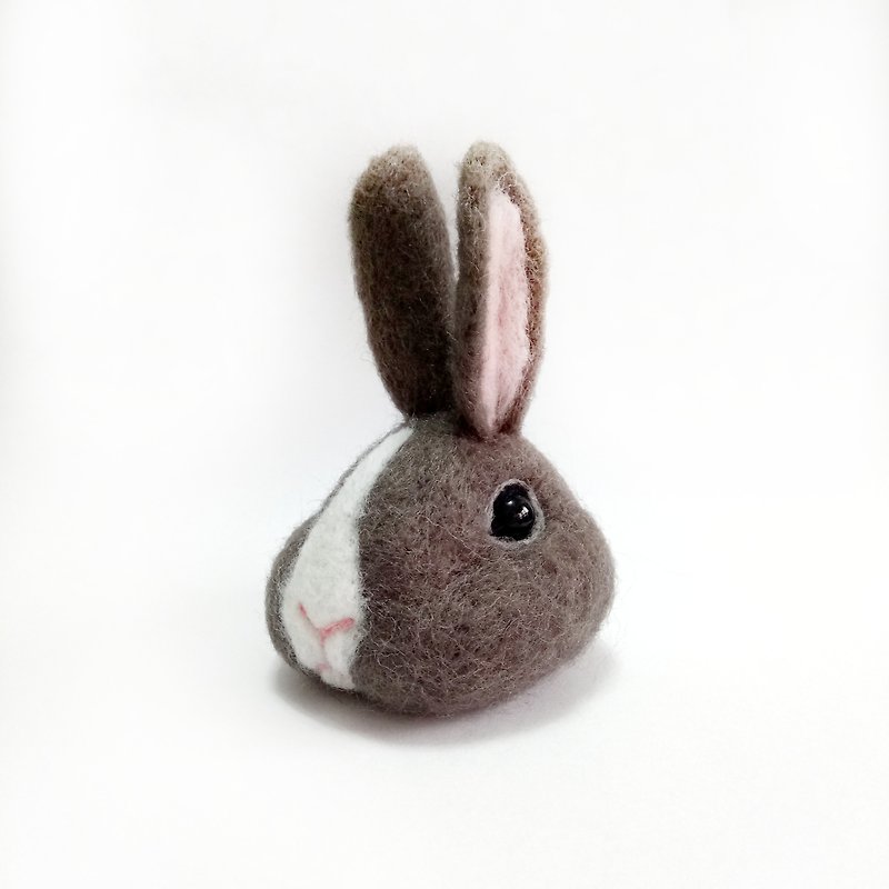 客製羊毛氈寵物-兔子  (客製化) - 鑰匙圈/鑰匙包 - 羊毛 灰色