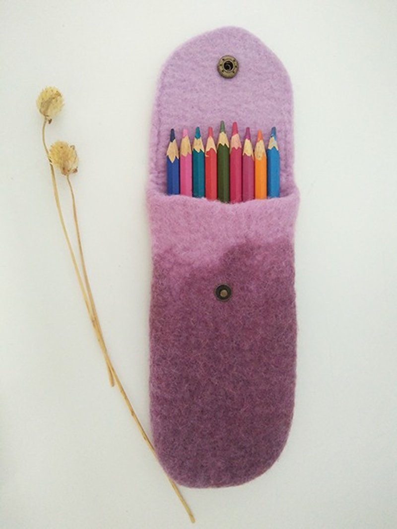 Miniyue wool felt pencil (lavender violet) Taiwan made all handmade - กล่องดินสอ/ถุงดินสอ - ขนแกะ สีม่วง