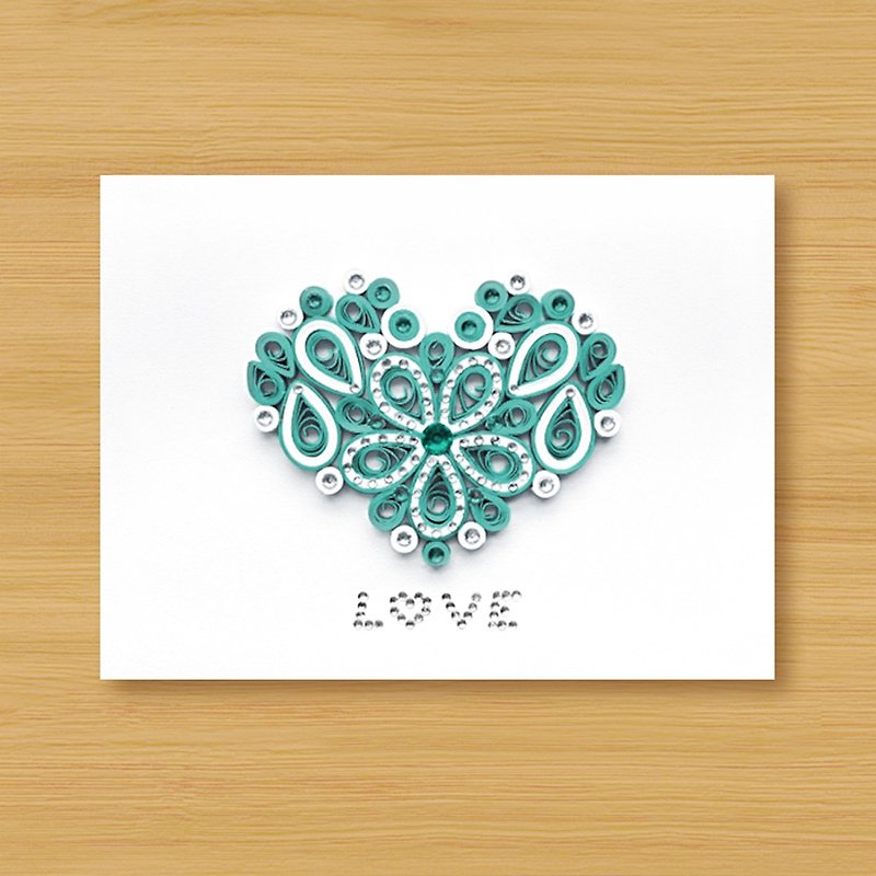 Hand-rolled paper stereo card _ Cherish LOVE - Tiffany Blue... Valentine card - Cards & Postcards - Paper Blue