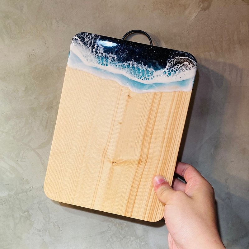 [Pleco Staghorn Fern] Wooden Tide Wave Top Board/Size M/Dark Blue - ตกแต่งต้นไม้ - ไม้ สีน้ำเงิน