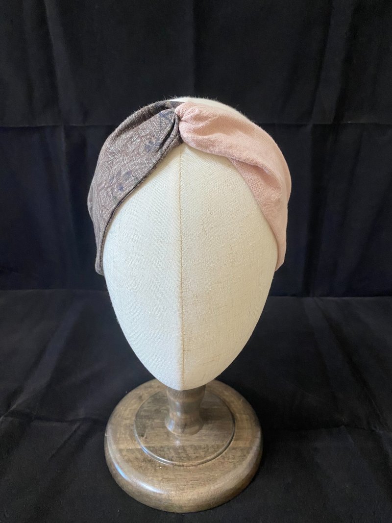 草莓奶蓋烏龍/扭結髮帶/日本渲染古布 - 髮箍/髮帶 - 棉．麻 