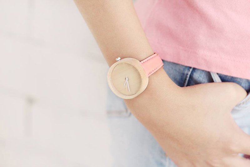 丸太 ハンドメイド 腕時計 完成品 木 森 桜 粉 | - 腕時計 - 木製 ピンク
