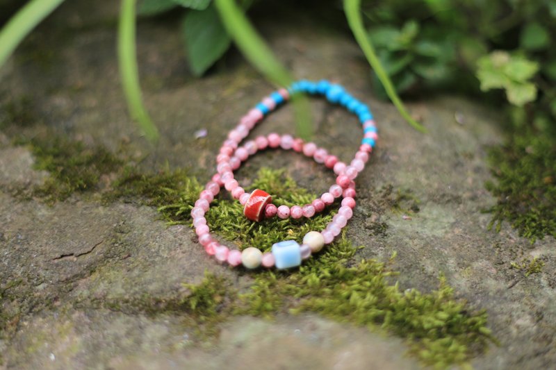 Spring and Autumn Original | Fendai | Chalcedony Beads + Ceramic Flower Glaze | New Chinese Style Bracelet - Bracelets - Semi-Precious Stones Multicolor