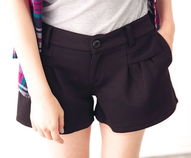 Anti-wrinkle space cotton A-line shorts with elastic waistband and