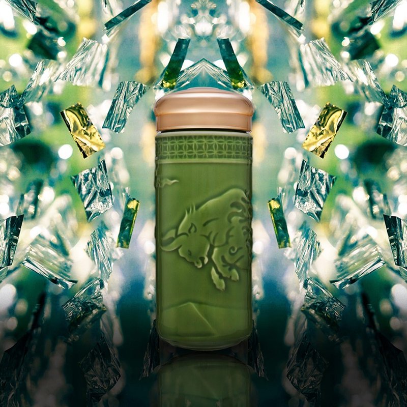 牛轉乾坤隨身杯 / 大 / 雙層 / 2色 350ml - 水瓶/水壺 - 瓷 綠色