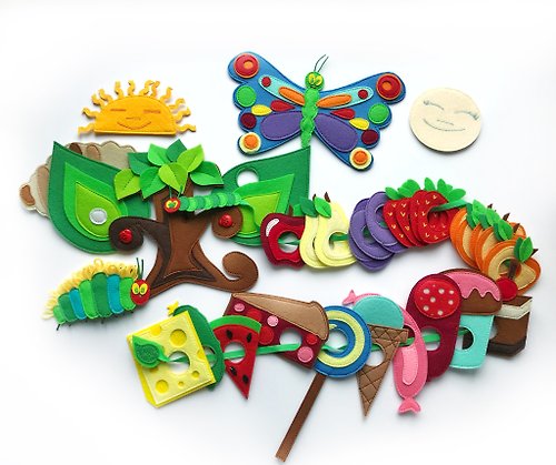 English Alphabet Felt the very hungry caterpillar Early learning Felt food Educational toy