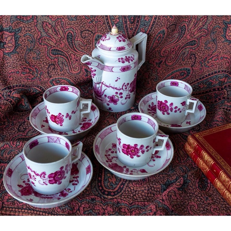 Indian Flower Cup Pot Set at Linbach Kiln Factory in Germany-Western Antiques - Mugs - Porcelain 