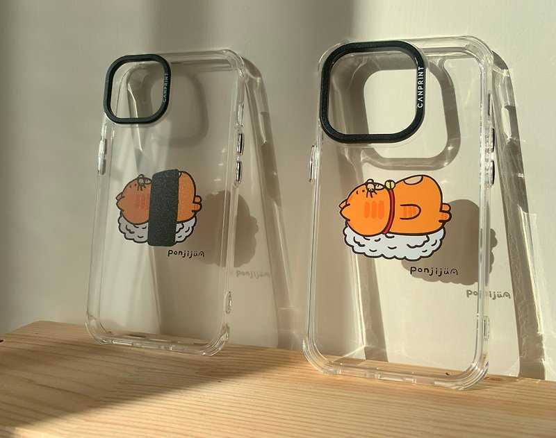 There are two styles of i Phone transparent mobile phone cases that can be used as sushi when lying down. - Phone Cases - Other Materials Orange