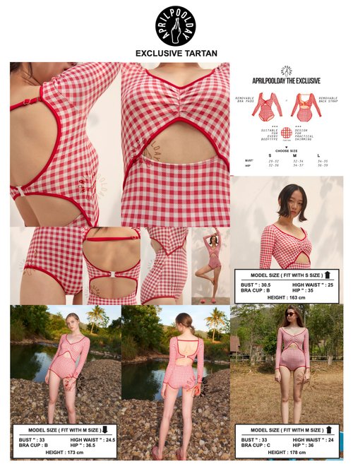 【Aprilpoolday】チェックワンピース+スカート 水着セット APRILPOOLDAY☆日本未上陸☆チェック柄 ワンピース水着 SWIMSUIT