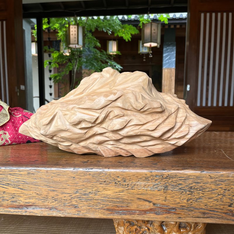 Traces of Clouds - Carved Piece, Wood Art - Items for Display - Wood Orange