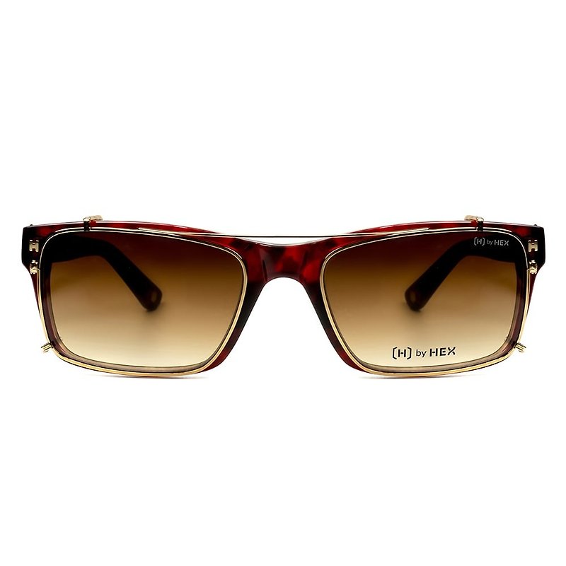 Optical with front hanging sunglasses | Sunglasses | Red tortoiseshell frame | Made in Taiwan | Plastic frame glasses - กรอบแว่นตา - วัสดุอื่นๆ สีแดง
