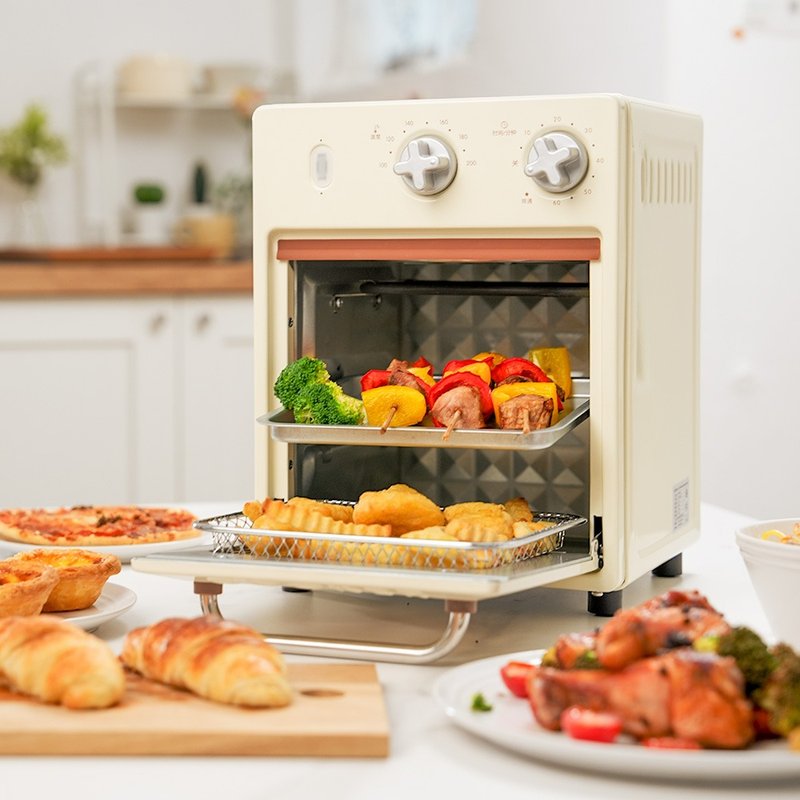 [Double 11 Big discount] ROOMMI Cream Small Air-fried Oven Double Decker Suitable for 2-3 People - เครื่องใช้ไฟฟ้าในครัว - วัสดุอื่นๆ 