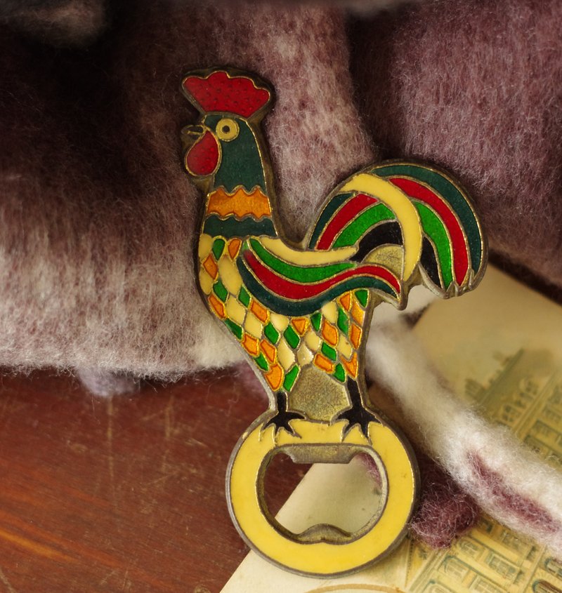 老又好古董珠寶 少見琺瑯公雞開罐器 W303 - 其他 - 其他金屬 銀色