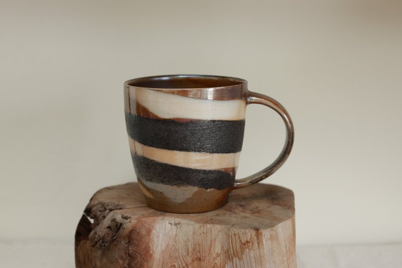 柴燒咖啡杯/馬克杯/300ml/三色巧克力系列/瀧間拾光 - 咖啡杯/馬克杯 - 陶 
