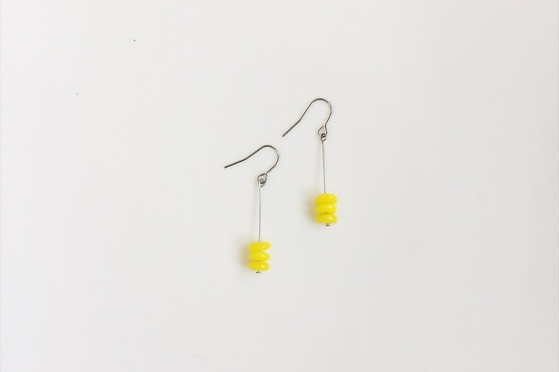 popcorn 不鏽鋼造型耳環 - 耳環/耳夾 - 玻璃 黃色