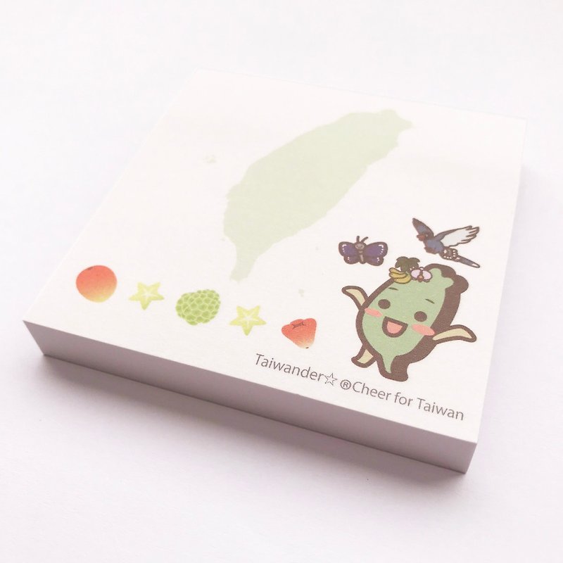 Taiwan Wonder Square Sticky Note White_Green Taiwan Fruit - Sticky Notes & Notepads - Paper White