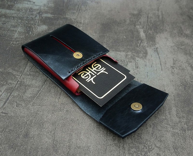Wrapped-Simple business card holder/business card box - ที่เก็บนามบัตร - หนังแท้ สีดำ