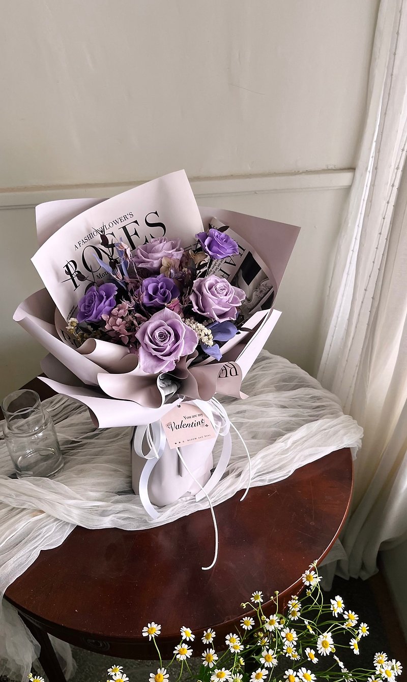 Everlasting Bouquet Romantic Mist Purple | Valentine's Day Bouquet | Chinese Valentine's Day | Birthday Bouquet - ช่อดอกไม้แห้ง - พืช/ดอกไม้ สีม่วง