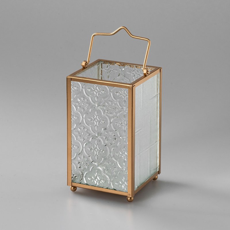 [Rose Gold] mini classic retro glass candle lantern - Lighting - Glass Gold