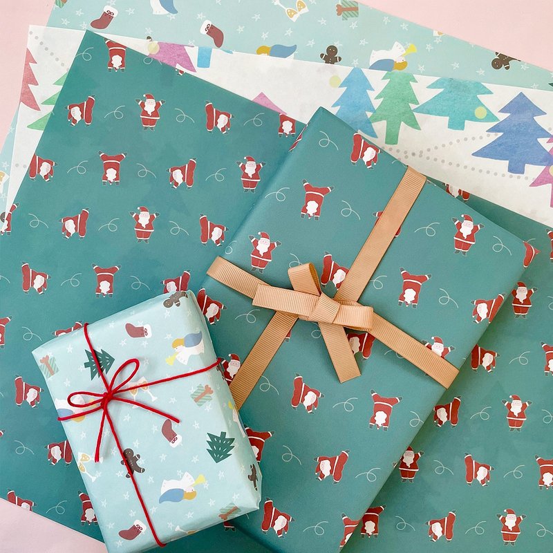 /// A3 6枚セット /// 3つの柄のクリスマスのラッピングペーパー - 包裝材料/包裝紙 - 紙 多色