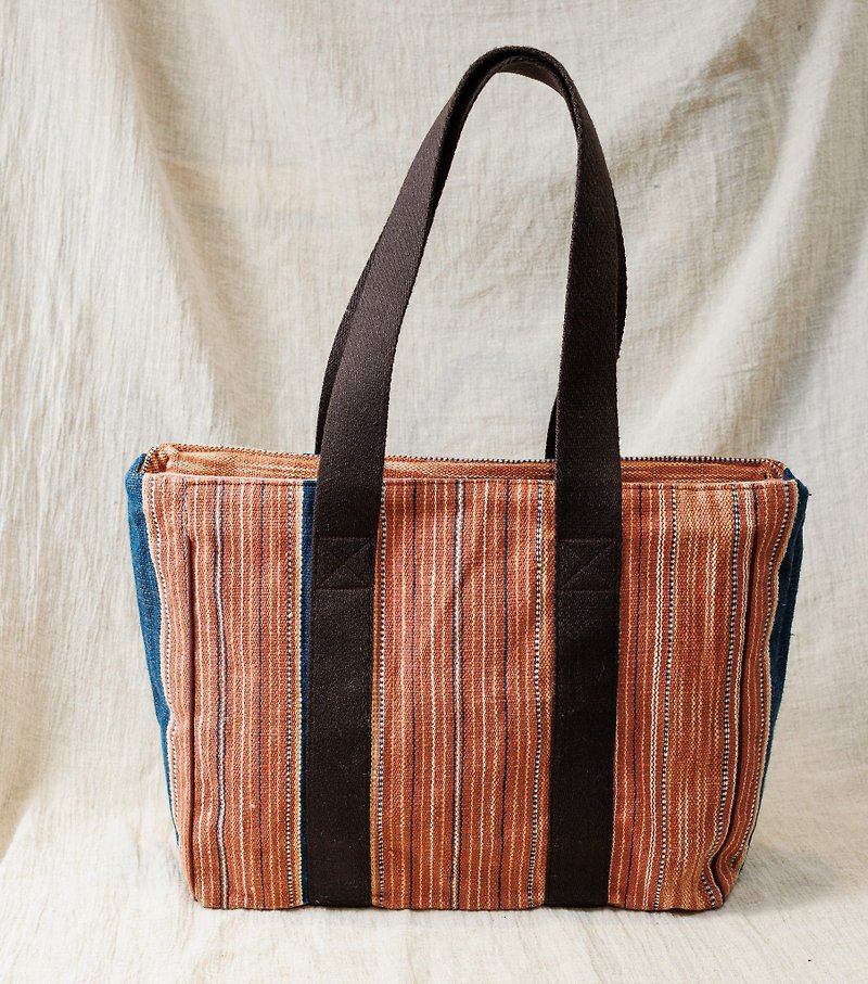 Cotton Handwoven Tote Bag Side Bag Shoulder Bag Shopping Bag School Bag – Potato Nut Red - กระเป๋าแมสเซนเจอร์ - ผ้าฝ้าย/ผ้าลินิน สีแดง