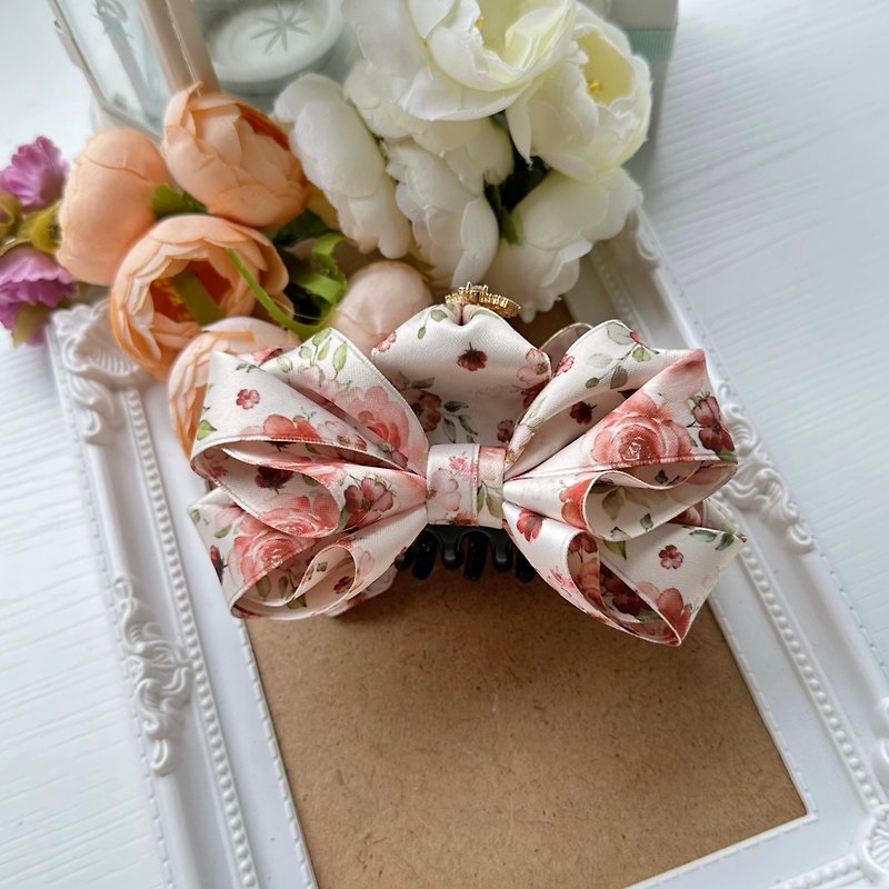 Double-sided bow big catcher shark clip hairpin hair accessories headdress-dry rose - Hair Accessories - Other Materials Red