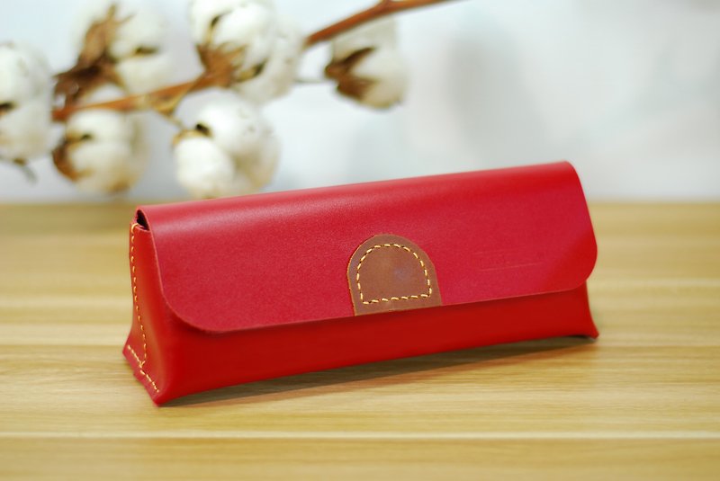 Universal bag leather hand stitched (red) - Toiletry Bags & Pouches - Genuine Leather Red