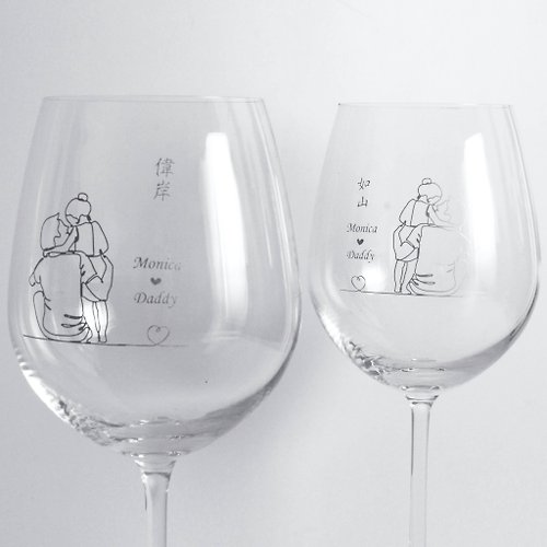 Design Your Own Wine 香港酒瓶雕刻禮品專門店 Minimalist簡單愛系列|訂製偉岸如山紅酒對杯—文字雕刻