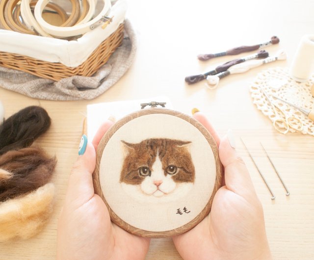 学生限定】羊毛フェルト手作り - リアルなペットの猫刺繍フレーム画材パック - ショップ アリスと猫達 羊毛フェルトワークショップ 編み物/刺繍/ 羊毛フェルト/裁縫 - Pinkoi