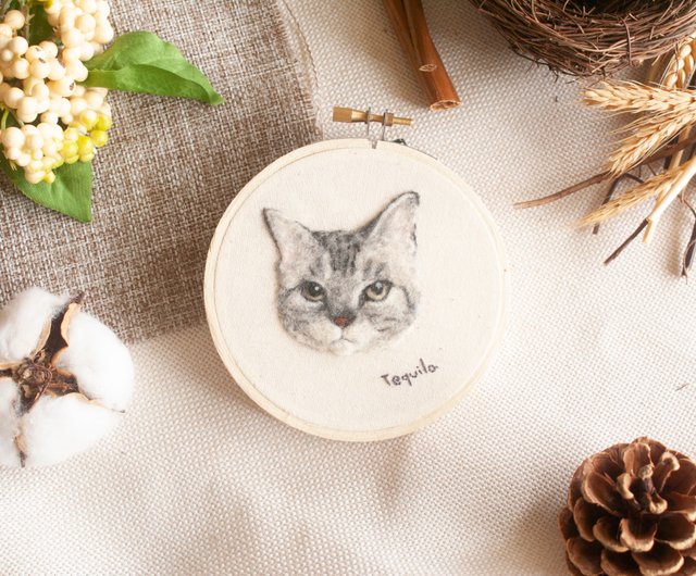 学生限定】羊毛フェルト手作り - リアルなペットの猫刺繍