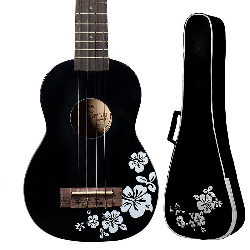 21-inch Hibiscus Flower Color Ukulele Black Flora Soprano Ukulele / black - Guitars & Music Instruments - Wood Black