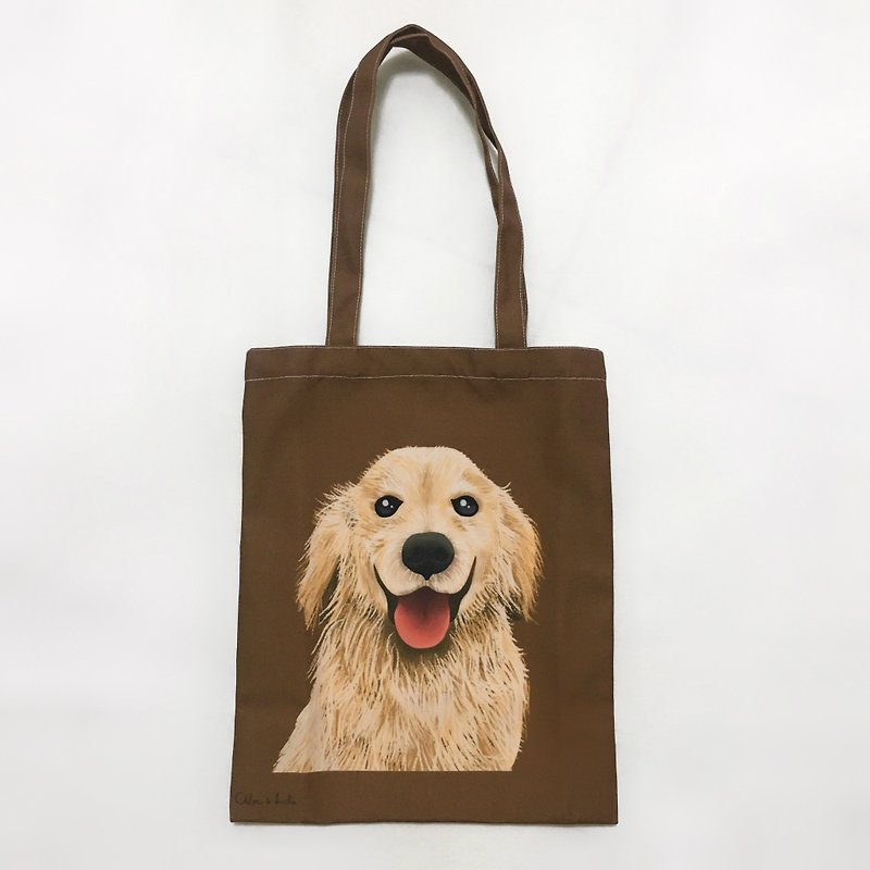 Wangmiao Canvas Bag-Golden Retriever - Handbags & Totes - Polyester Brown