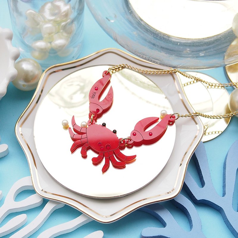 Crab Pendant - สร้อยติดคอ - อะคริลิค สีแดง